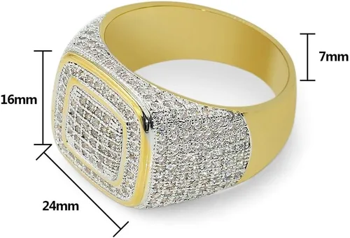 Miniatura 2 de JINAO - Anillo de oro de 18K ICED OUT, anillo de diamante simulado, banda Micropave para hombre