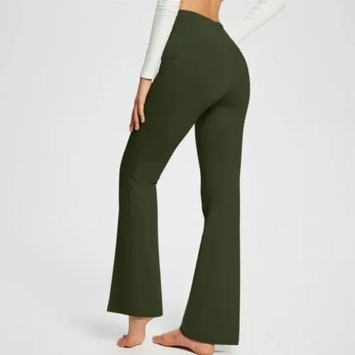 Miniatura 4 de Ceboyel Pantalones de yoga con corte de bota para mujer, leggings de entrenamiento de cintura alta, pantalones deportivos con bolsillos