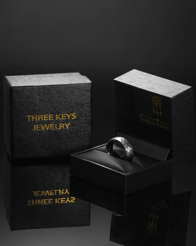 Miniatura 6 de Three Keys Jewelery - Anillos de tungsteno martillado para hombres y mujeres, 0.157pulgadas, 0.236pulgadas, 0.315pulgadas, negro cepillado, alianza