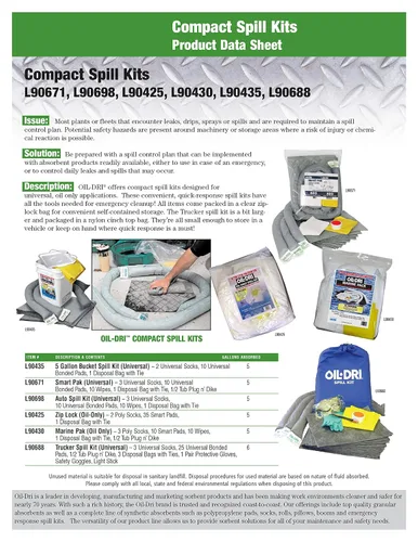 Miniatura 2 de Oil-Dri L90435 Kit de derrames de cubo universal compacto de 5 galones, capacidad máxima de absorción de 5 galones