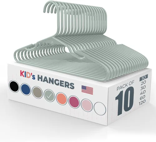 Miniatura 43 de Perchas de plástico para niños de 12 pulgadas, paquete de 10 unidades, fabricadas en los Estados Unidos, capacidad de 5 libras, perchas para ropa