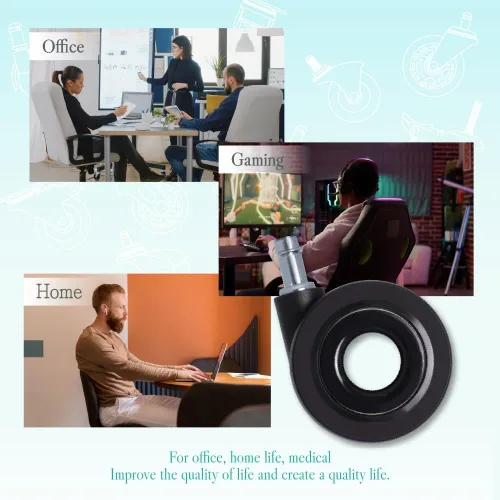 Miniatura 6 de AXL Ruedas de repuesto para silla de oficina de 2.5 pulgadas, ruedas estilo PU, protector de suelo para silla de escritorio, sin ruido, ruedas