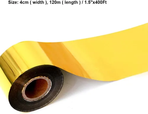 Miniatura 5 de Papel de estampado en caliente, 1 rollo dorado + 1 rollo plateado de 1.5 pulgadas x 400 pies, papel dorado anodizado de transferencia de calor