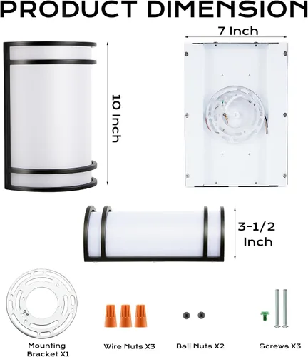 Miniatura 8 de CLOUDY BAY Aplique de pared LED de 3 colores, iluminación de pared, 3000 K/4000 K/5000 K, lámpara de pared ajustable de temperatura de color, 15 W