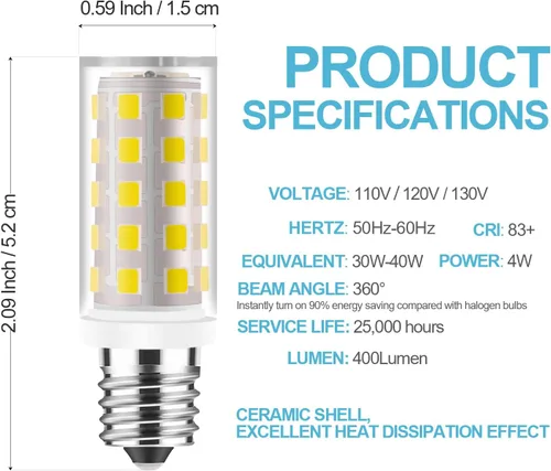 Miniatura 4 de Bombilla LED con rosca tipo 7/16, base sin parpadeo, 4 W, se adapta a muchos hermanos/Bernina para máquina de coser, reemplaza la lámpara halógena