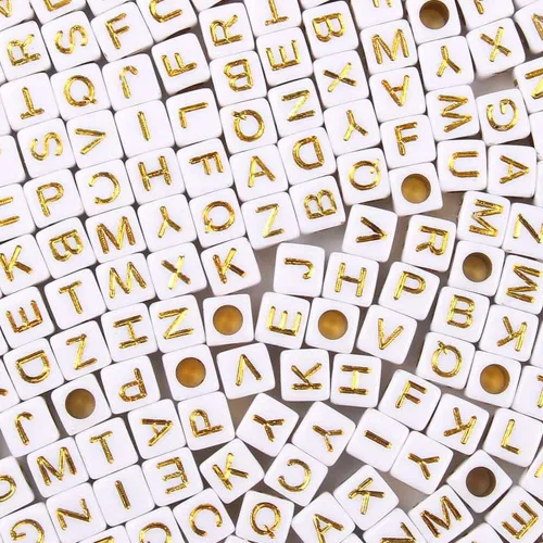 Miniatura 13 de 1200 piezas 4×7mm Cuentas de letras del alfabeto, cuentas acrílicas redondas negras y coloridas, para pulseras y hacer joyas