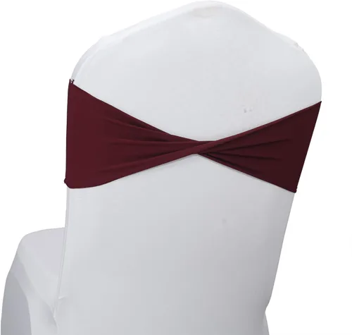 Miniatura 25 de MDS Paquete de 100 bandas de elastano para silla, bandas lisas sin hebilla, reutilizables, elásticas, para decoración de bodas, recepciones, Azul