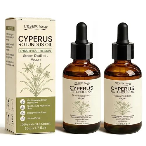 Aceite Cyperus Rotundus para depilación: 100% puro y natural inhibidor del cabello, suero inhibidor del cabello de absorción rápida de los 60 s,