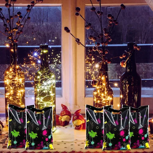 Miniatura 6 de Pajean 50 bolsas de caramelos de neón que brillan en la oscuridad, suministros de fiesta, bolsas de plástico coloridas, decoración de envoltura