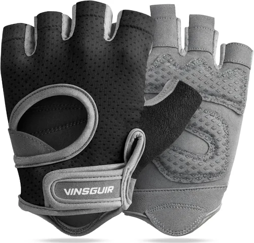 VINSGUIR Guantes de entrenamiento para mujeres y hombres, guantes de levantamiento de pesas transpirables para ejercicio de gimnasio, fitness, Negro