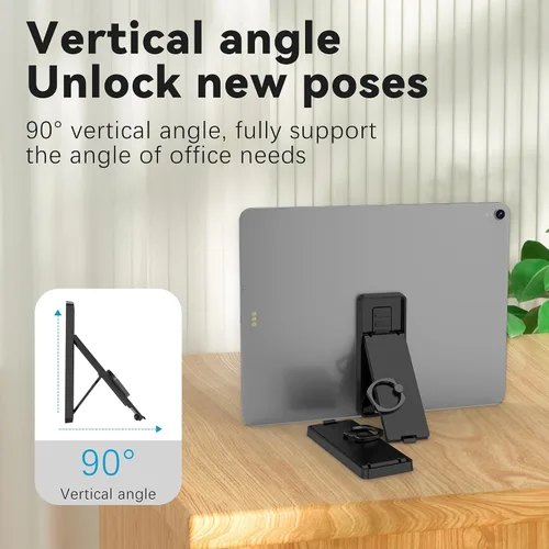 Miniatura 4 de Soporte ligero para anillo de tableta con agarre giratorio de 360°, soporte plegable delgado para tableta, soporte de un solo dedo anticaída