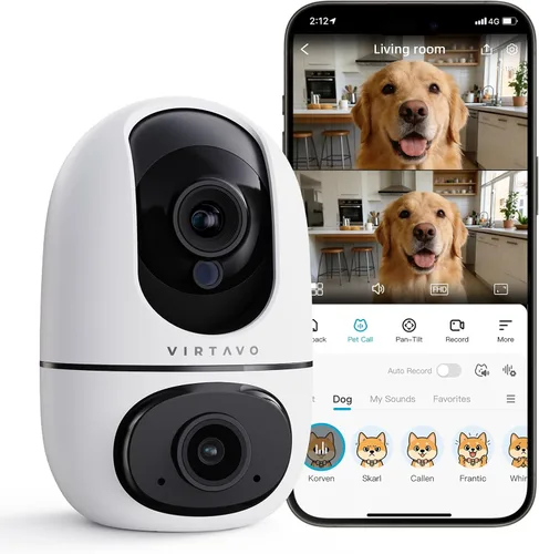 Miniatura 8 de virtavo Cámara WiFi de Seguridad XD1 para Interiores, No Requiere Suscripción, Monitor de Bebé y Cámara para Mascotas PTZ de Lente Dual 360°