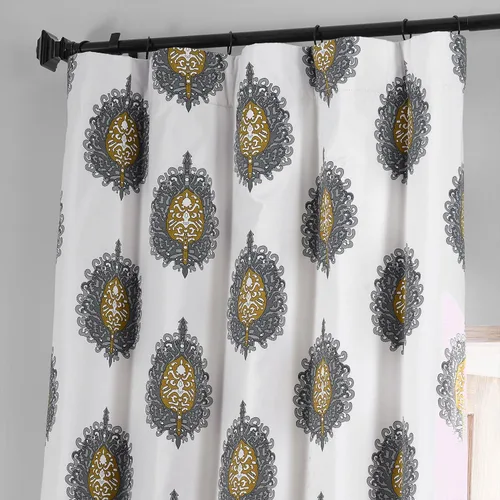 Miniatura 3 de HPD HALF PRICE DRAPES PRTW-BOD02A-84 - Cortina opaca de algodón con estampado maya (1 panel), 50 x 84 pulgadas, color verde azulado maya