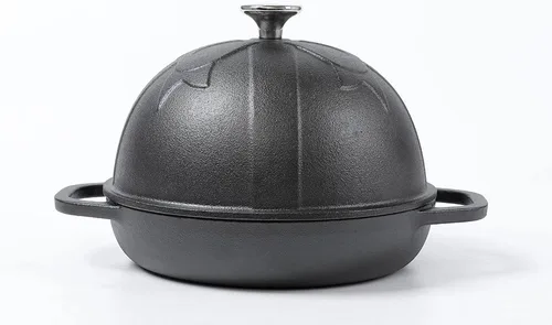 Miniatura 3 de HAWOK Cloche de pan de hierro fundido, diámetro.7.8 pulgadas/20cm, 0.95 cuartos de galón, molde para hornear masa madre pre-sazonado negro