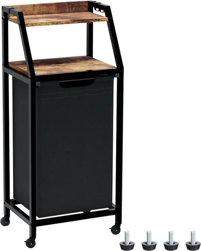 Miniatura 14 de Timberer Cesta de lavandería, clasificador de ropa de 3 secciones, cesta de lavandería rodante con ruedas, 2 estantes, 3 × 54.5 L, bolsas extraíbles
