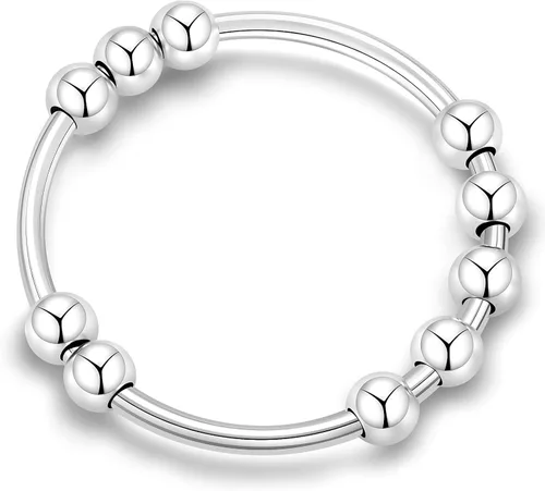 Anillos antiestrés de plata de ley 925 para mujer, anillos de ansiedad calmantes para mujeres, joyería giratoria para ansiedad