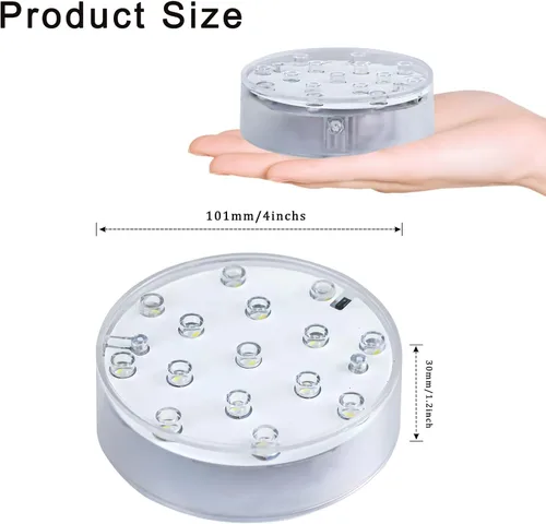 Miniatura 6 de LARDUX Base de luz LED recargable con control remoto, pantalla LED redonda de 4 pulgadas, pedestal, luz multicolor para jarrón, arte de cristal