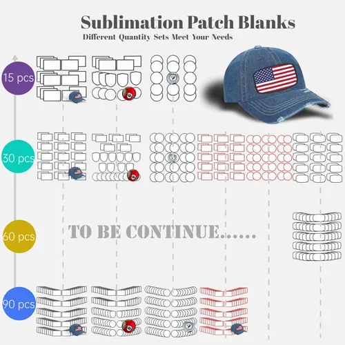 Miniatura 6 de 60 parches de sublimación, parches en blanco para planchar para manualidades, sombreros, gorras, mochilas, uniformes 3 formas