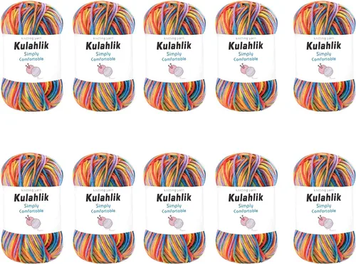 Miniatura 22 de 50g (1x50g) Hilo Acrílico para Crochet y Tejido, Hilo Degradado Colorido, 1 Rollo de Madejas, Hilo Acrílico Multicolor, Perfecto para Proyectos