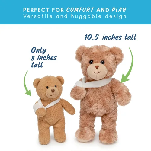Miniatura 8 de Jolitee Oso de peluche con brazo roto con brazo izquierdo o derecho, regalo de recuperación de animales de peluche para niños, 10.5 pulgadas