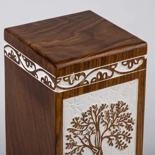 Miniatura 3 de Urna de cremación de madera para cenizas humanas y mascotas, caja de urna pequeña del árbol de la vida y ataúd - Capacidad para 20 pulgadas cúbicas