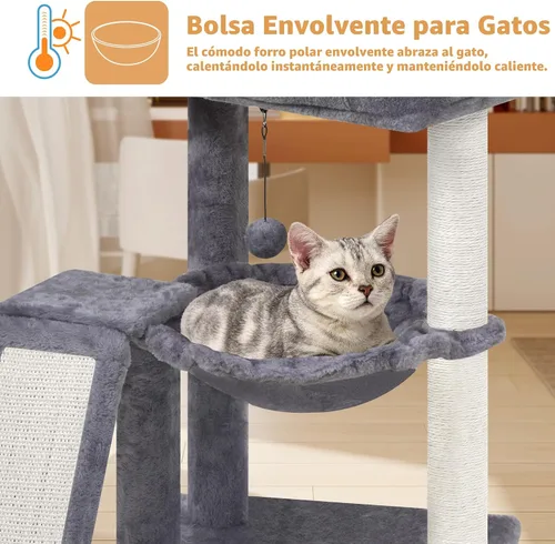 Miniatura 4 de YOUPET Árbol para gatos con poste para rascar para gatos de interior, torre para gatos con tablero para rascar y pelotas de juguete, torre de árbol
