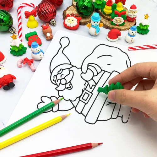 Miniatura 2 de 120 PIEZAS Borradores de Navidad para Niños, Borrador de Rompecabezas a Granel, Mascotas de Escritorio, Borradores Festivos para Niños, Regalos