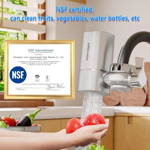 Miniatura 6 de Vortopt Filtro de grifo, certificado NSF, sistema de purificación de agua de alta eficiencia de 400 galones, eliminación rápida del 99% de cloro