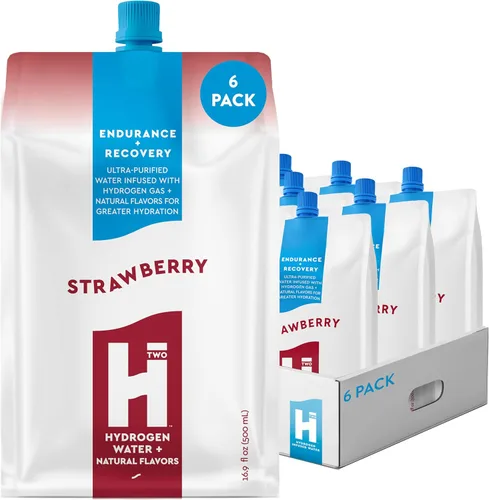 HTWO Agua de hidrógeno molecular premium, sabor a fresa, sin azúcar, paquete de 6 unidades de 16.9 onzas, alternativa a la tableta hidrogenada +