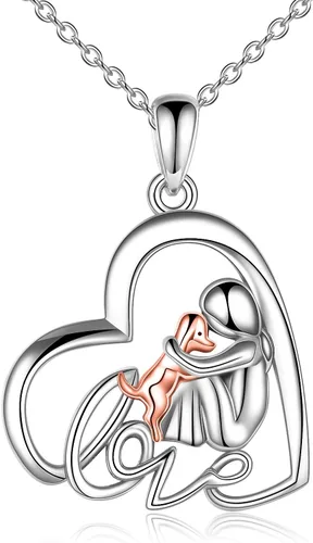 YFN Collar con colgante de perro de recuerdo de plata de ley, regalo conmemorativo para amantes de los perros para mujeres