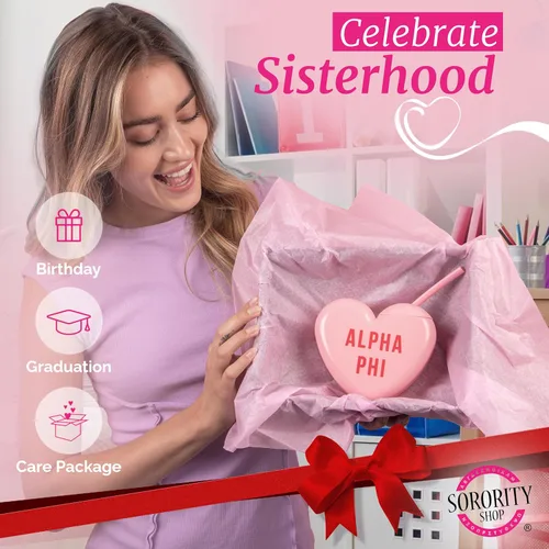 Miniatura 5 de Sorority Shop Theta Phi Alpha - Vaso con popote en forma de corazón, de 16 onzas, con tapa y popote de silicona, vaso de plástico reutilizable