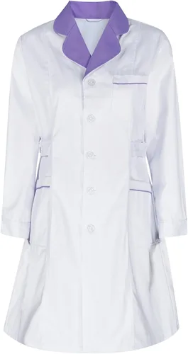 Miniatura 3 de CHICTRY Abrigo médico profesional de manga larga para mujer, con solapa de muesca, uniforme de enfermería