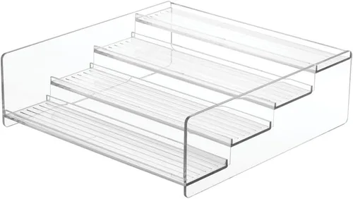 Miniatura 2 de mDesign Estante organizador de almacenamiento de plástico para baño, gabinete, tocador, encimera, contiene vitaminas, suplementos, botellas