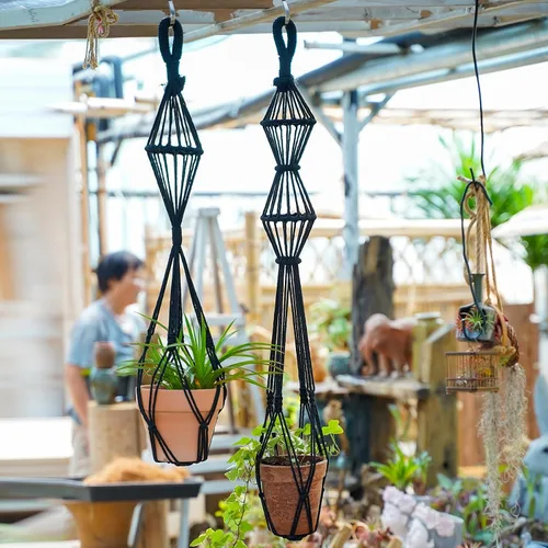 Miniatura 6 de 2 Piezas Colgadores de Macramé para Plantas de Interior, Maceteros Colgantes de Macramé Grandes para Macetas de hasta 10 pulgadas, Sin Borlas