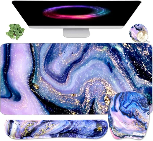 Miniatura 8 de WB WEIRDBEAST Reposamuñecas para Teclado Alfombrilla Grande para Mouse Soporte de Muñeca para Computadora, 4 en 1 Almohadilla de Teclado de Espuma 4