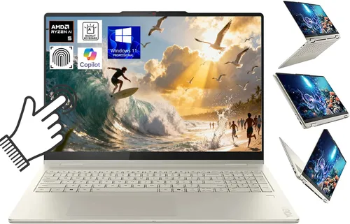 Lenovo Yoga 7 Laptop 2 en 1 de 16" pantalla táctil 2K, AMD Ryzen AI 5 340 hasta 4.8GHz, 16GB LPDDR5X, 1TB SSD, WiFi 7, teclado retroiluminado,