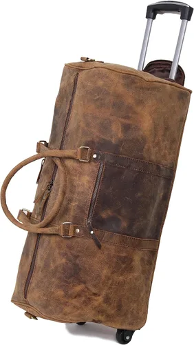 Cureo - Bolsa de lona de cuero para hombre, para la noche, vintage, con correa para el hombro, para llevar en el gimnasio deportivo, 24 pulgadas,