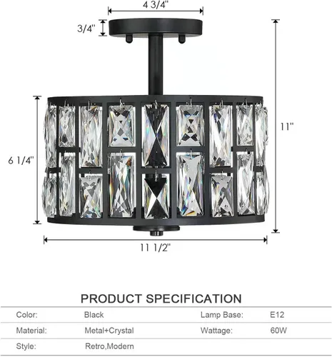Miniatura 2 de MEXO Lámpara de techo semi empotrada, iluminación colgante ajustable, accesorio de iluminación cercano al techo