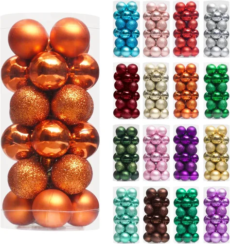 Miniatura 54 de XmasExp - Juego de 24 adornos de bola de Navidad mini irrompibles, adornos para árbol de Navidad, bolas de árbol de Navidad de 30 mm/1.18 pulgadas