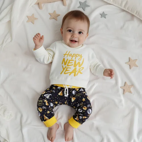 Miniatura 21 de BemeyourBBs Conjunto divertido de sudadera y pantalones de manga larga con letras divertidas para bebé niño y niño