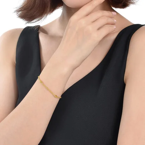 Miniatura 3 de CHOW SANG SANG 999.9 - Colección de regalos chinos de oro de 24 quilates, precio por peso, pulsera de cadena lisa de oro de 0.13 oz para mujer