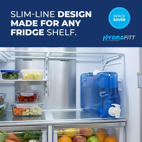 Miniatura 2 de Dispensador de agua para refrigerador HydraFitt de 1.1 galones – Contenedor de agua para refrigerador delgado a prueba de fugas con llave – Jarra