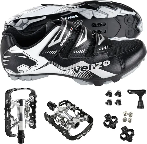 Miniatura 3 de Venzo Men's Mountain Bike Bicycle Cycling Shoes with Multi-Function Clip-Less Pedal & Cleat - Compatible with Shimano SPD & Crankbrother Systems