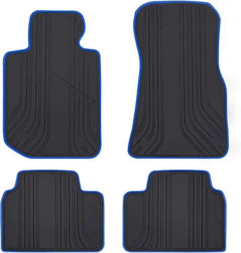 Tapete de piso de automóvil personalizado para BMW Serie 3/4 2019-2025 G20 G21 M3(G80) M4(G83) i4(G26), juego de forros de goma negro y azul,
