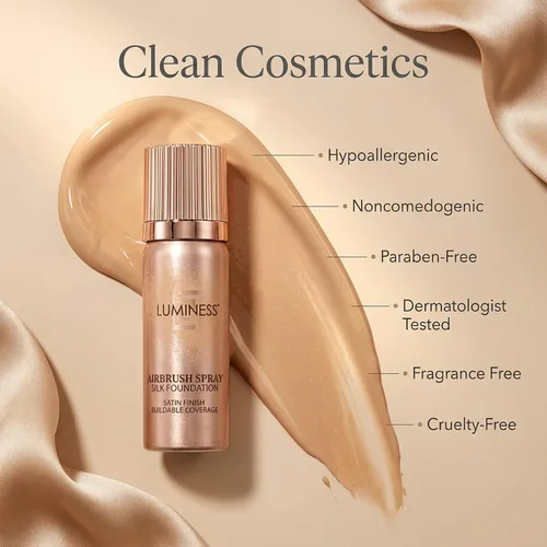 Miniatura 3 de LUMINESS Silk Airbrush Spray Foundation Kit de 3 piezas – base, prebase y brocha de maquillaje en ángulo de doble cara – Cobertura modulable