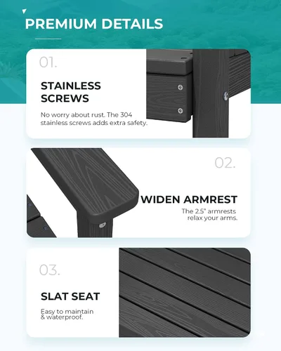 Miniatura 6 de SERWALL Juego de mesa de comedor de 7 piezas, muebles de comedor de polietileno de alta densidad para exteriores con agujero para paraguas y 6 Negro