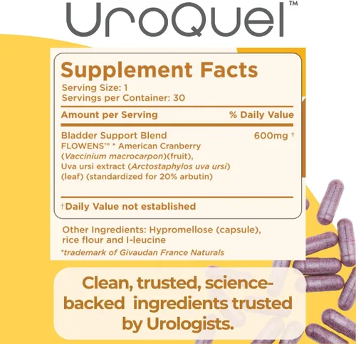 Miniatura 5 de UroQuel - Suplemento natural de arándano para el control de la vejiga - Reduce la urgencia del baño, la frecuencia, la incontinencia, con flujos
