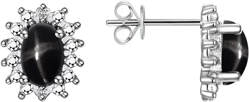 Miniatura 29 de Rylos Aretes tipo dormilona de plata de ley 925, ovalados y diamantes de 0.236 x 0.157 pulgadas, exquisitas joyas de piedra