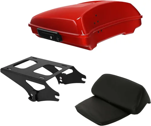 Miniatura 16 de TCT-MOTORPARTS Atlas Silver Metálico Maletero de Viaje Modificado con Respaldo y Montaje en Rack Adecuado para Harley Touring 14-25 Street Glide