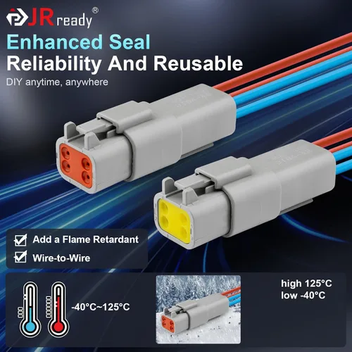 Miniatura 6 de JRready DW5007-03 Kit de conectores Deutsch,Conector DT 2 pines,3 4 6 8 12 pines gris IP68 conectores de cable eléctrico impermeables